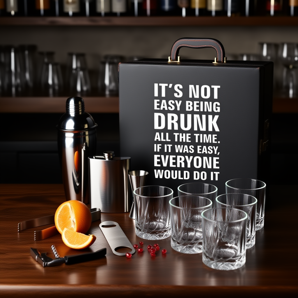 Its Not Easy Being Drunk - Classic Portable Bar Tools Set - 12 Piece Set