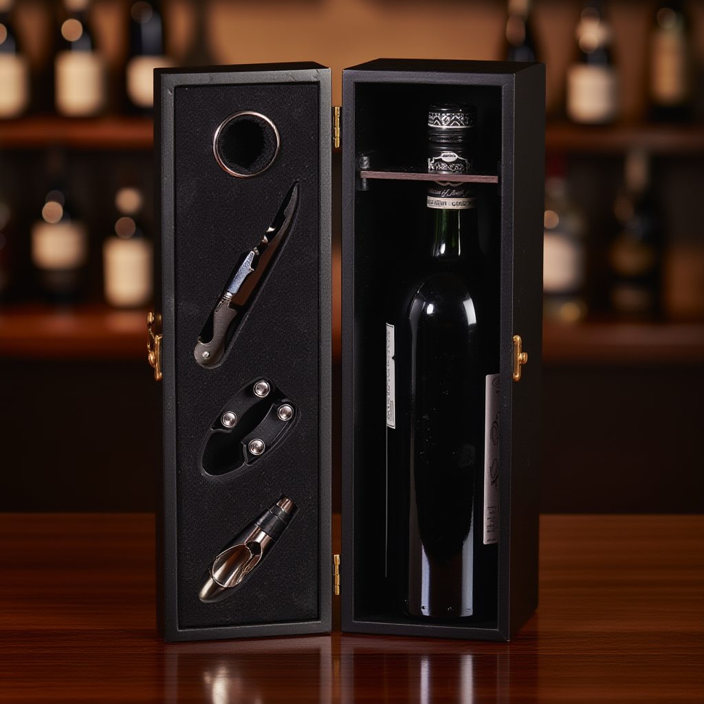 Image of Abrazo Wine Case | Wine Set | Bar Set | Bar Accessories | Barset | Black