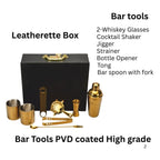 Abrazo Bartender Kit with Carrying Case, 8-Piece PVD Gold Gloss Finish Cocktail Set, Hammered Glasses and Cocktail Shaker, Black Gift Box, Bar Tool Set, Bar accessoires, Barset - Abrazo