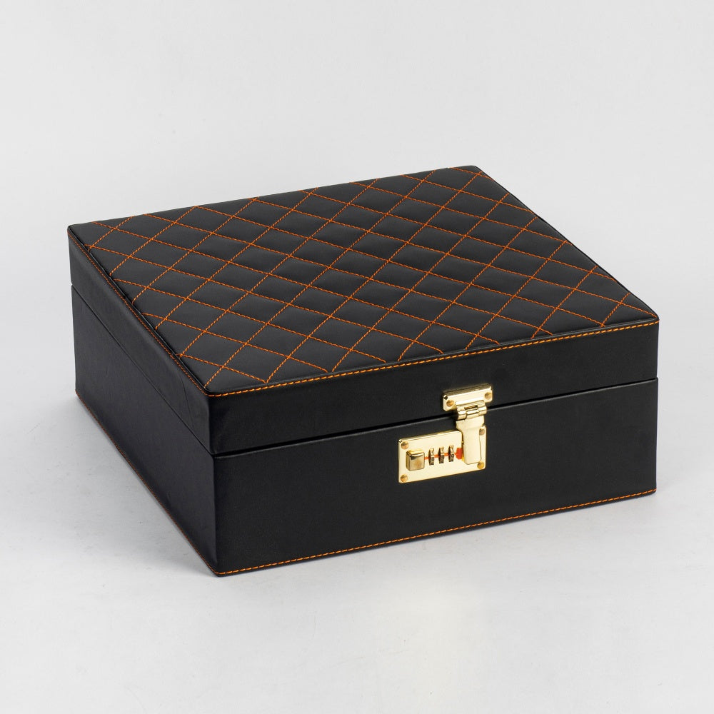 Image of Classic Portable Bar Tools Set - Black (Orange) Quilted Leatherette - 12 Piece Set - Abrazo