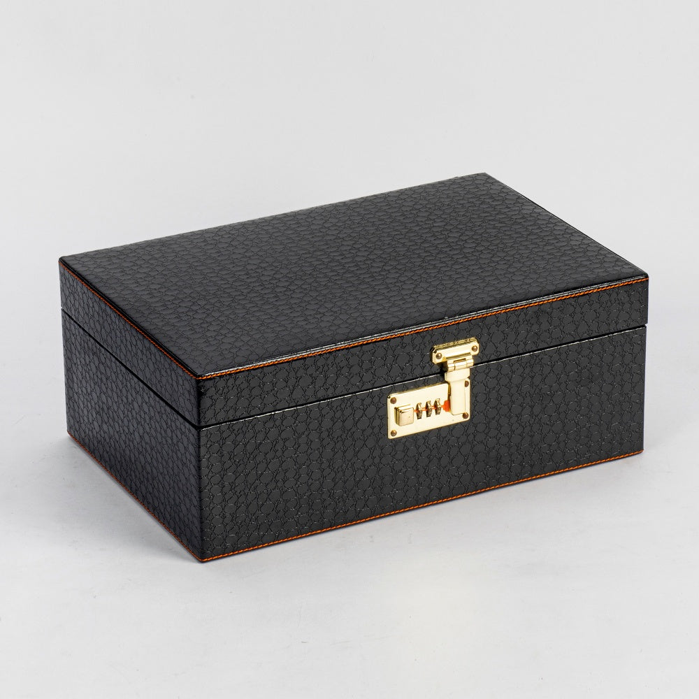 Image of Portable Whiskey Case Set - Black Croc Leatherette - 7 Piece Set - Abrazo