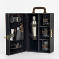 Portable Bar Tools Set - Black Leatherette - 8 Piece Set - Abrazo