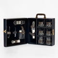 Classic Portable Bar Tools Set - Fine Black Leatherette - 12 Piece Set - Abrazo