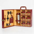 Classic Portable Bar Tools Set - Brown Croc Print - 12 Piece Set - Abrazo