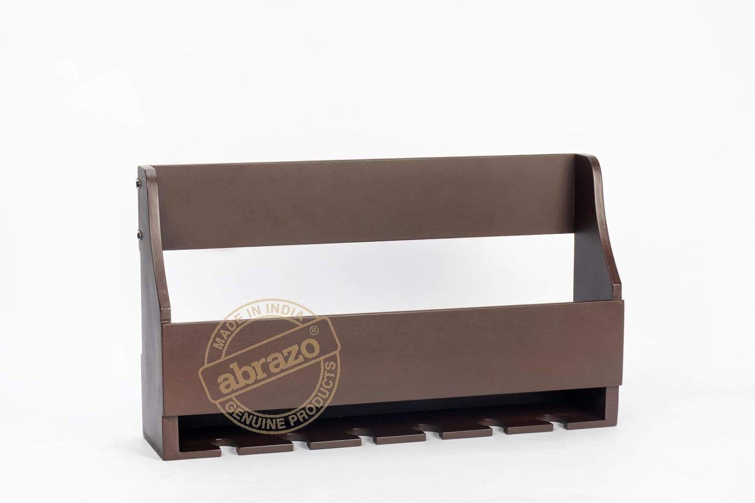 Abrazo Bottle Holder, Wall Mounted Wine Glass Racks, Bottles, Hangers for 6 Wine Glasses (Walnut) - Abrazo