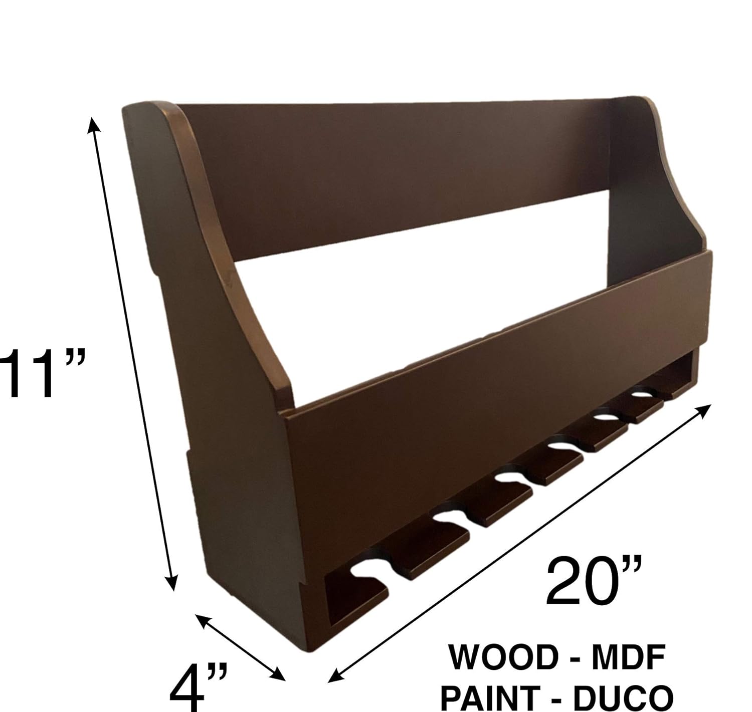 Image of Abrazo Bottle Holder, Wall Mounted Wine Glass Racks, Bottles, Hangers for 6 Wine Glasses (Walnut) - Abrazo