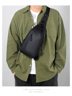 abrazo unisex casual messenger bag new popular designer shoulder PU waterproof sling chest bag with USB for Travel Outdoor Casual, Black - Abrazo