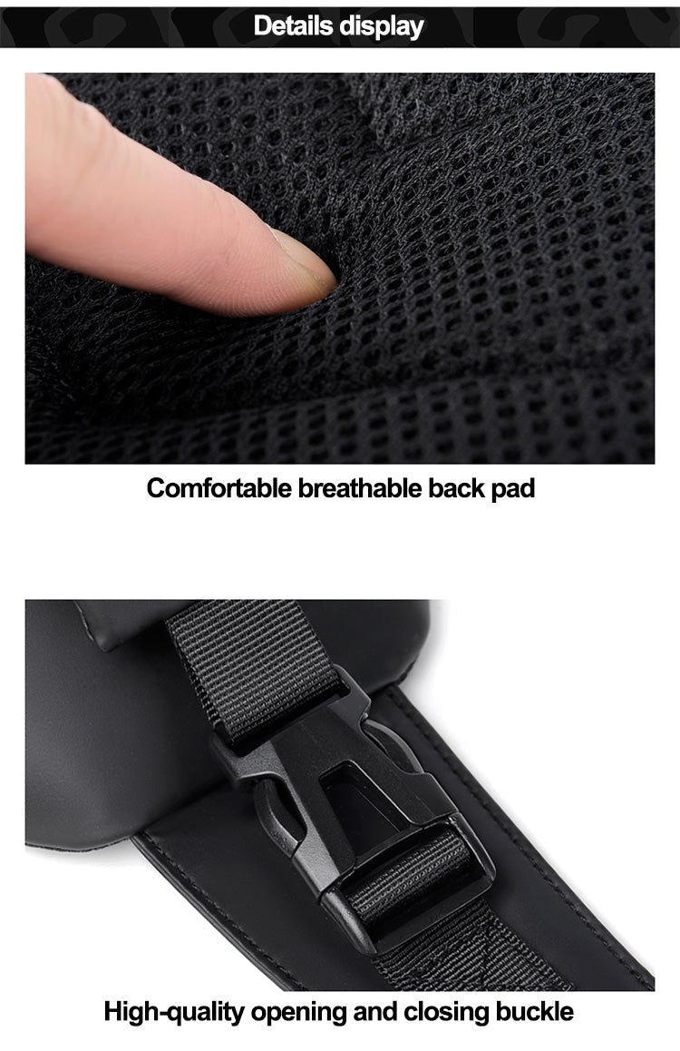 abrazo unisex casual messenger bag new popular designer shoulder PU waterproof sling chest bag with USB for Travel Outdoor Casual, Black - Abrazo