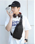 abrazo unisex casual messenger bag new popular designer shoulder PU waterproof sling chest bag with USB for Travel Outdoor Casual, Black - Abrazo