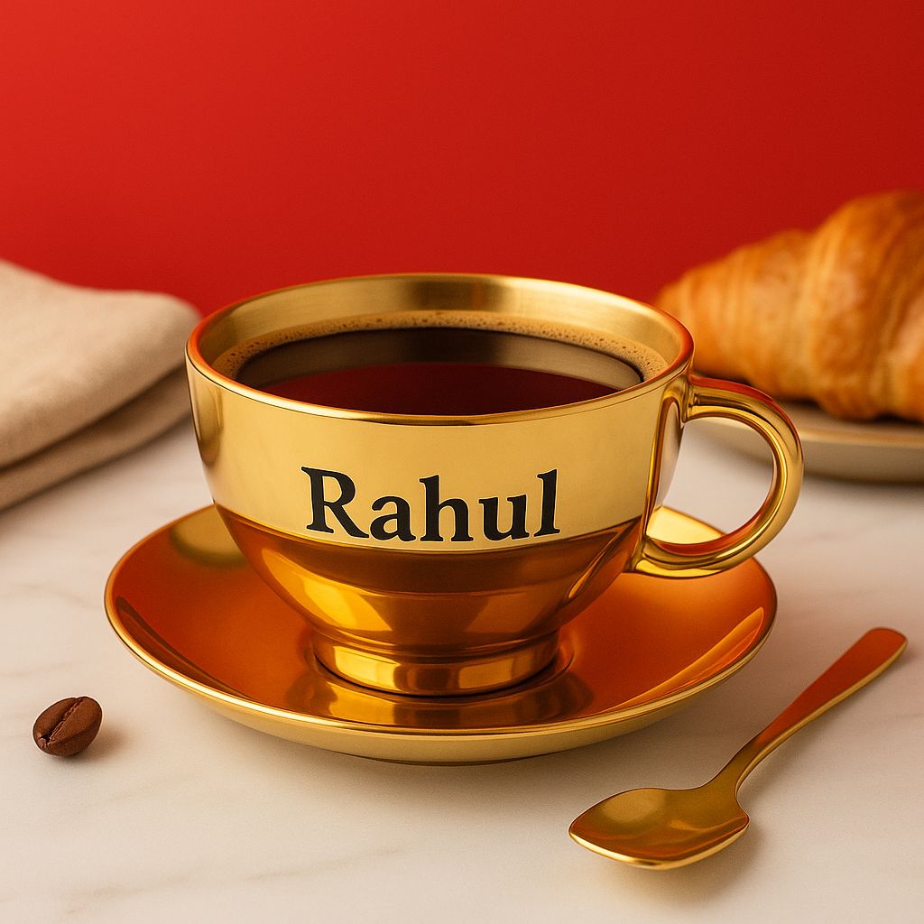 Premium Gold PVD Double Wall Mug Set | Coffee & Soup Use | Stainless Steel with Spoon & Saucer | Customise your Gift | Cup &saucer with spoon - Abrazo