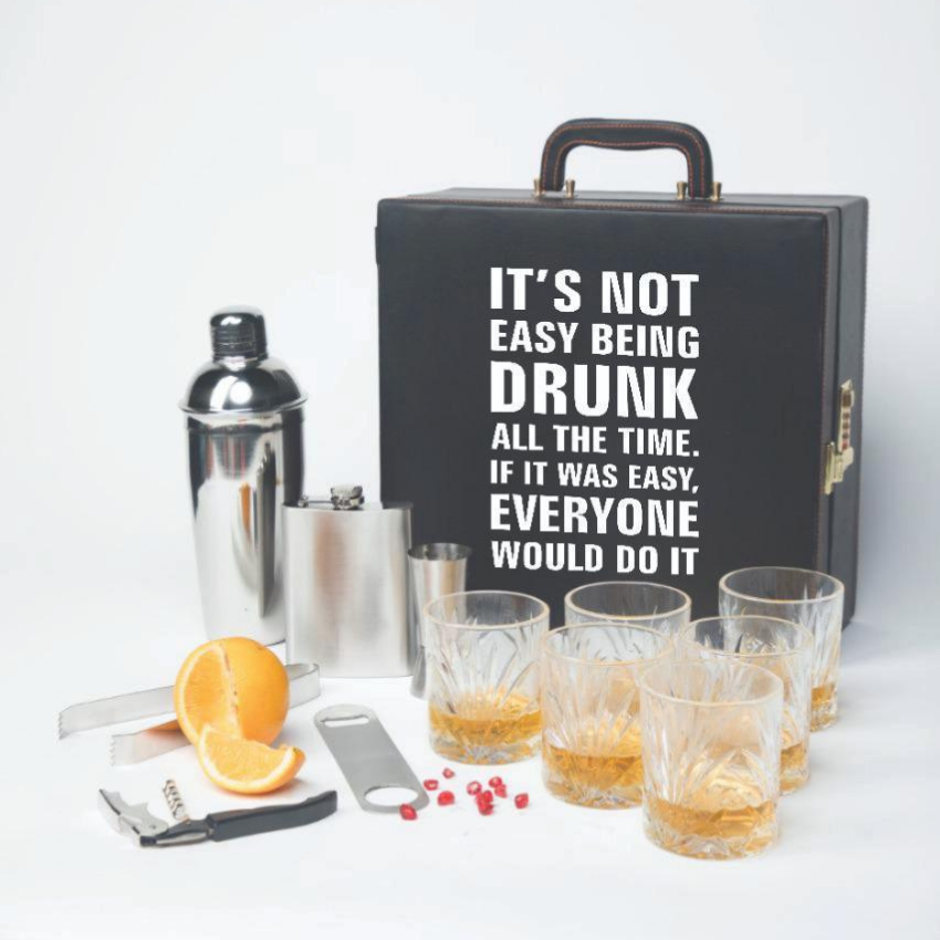 Its Not Easy Being Drunk - Classic Portable Bar Tools Set - 12 Piece Set - Abrazo